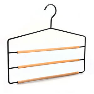 กางเกงหลายชั้นสามชั้น,อุปกรณ์บาร์ไม้ประหยัดพื้นที่ไม้แขวนเสื้อหลายชั้น<span class=keywords><strong>สี</strong></span>ดำ - Product Image 2