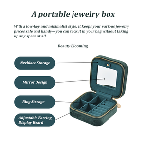 Tùy Chỉnh Công Suất Lớn Phong Cách Châu Âu Màu Xanh Đậm Lưu Trữ Hộp Đồ Trang Sức Tinh Tế Xách Tay Dây Kéo Vòng Cổ Vòng Hộp Mô Hình Vuông - Product Image 3