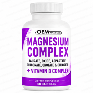 Capsules <span class=keywords><strong>de</strong></span> complexe <span class=keywords><strong>de</strong></span> magnésium OEM avec glycinate, citrate, malate, oxyde, taurate, aspartate, <span class=keywords><strong>orotate</strong></span>, chlorure <span class=keywords><strong>de</strong></span> magnésium, <span class=keywords><strong>zinc</strong></span> et cuivre - Product Image 1