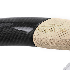 Volant sport en fibre de carbone personnalisé pour <span class=keywords><strong>Mercedes</strong></span> Benz W205 W212 W213 W222 S550 GLA X156 GLC63 AMG Cuir perforé beige - Product Image 5