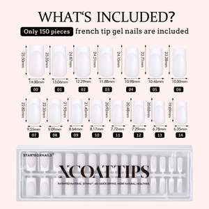 BTArtbox XCOATTIPS Uñas Postizas al por Mayor, Uñas de Gel Cuadradas Largas X-Coat, Puntas Francesas de Gel Suave, 150 Uds. Uñas Postizas Gruesas a Presión - Product Image 6