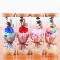 F-1662 Vente en gros Souvenir Bouteille en verre Lumière LED Rose rouge naturelle fraîche conservée pour cadeau de la Saint-Valentin