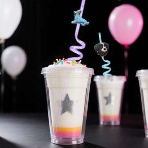 Animal de dibujos animados creativo PVC personalizado lindo fiesta 3D pajitas de vidrio taza accesorios de decoración Topper - Product Image 4