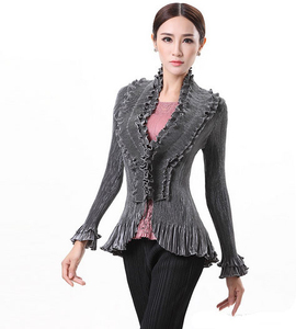 Nuevo Producto manga plisado Casual Cardigan traje de abrigo para las señoras - Product Image 1
