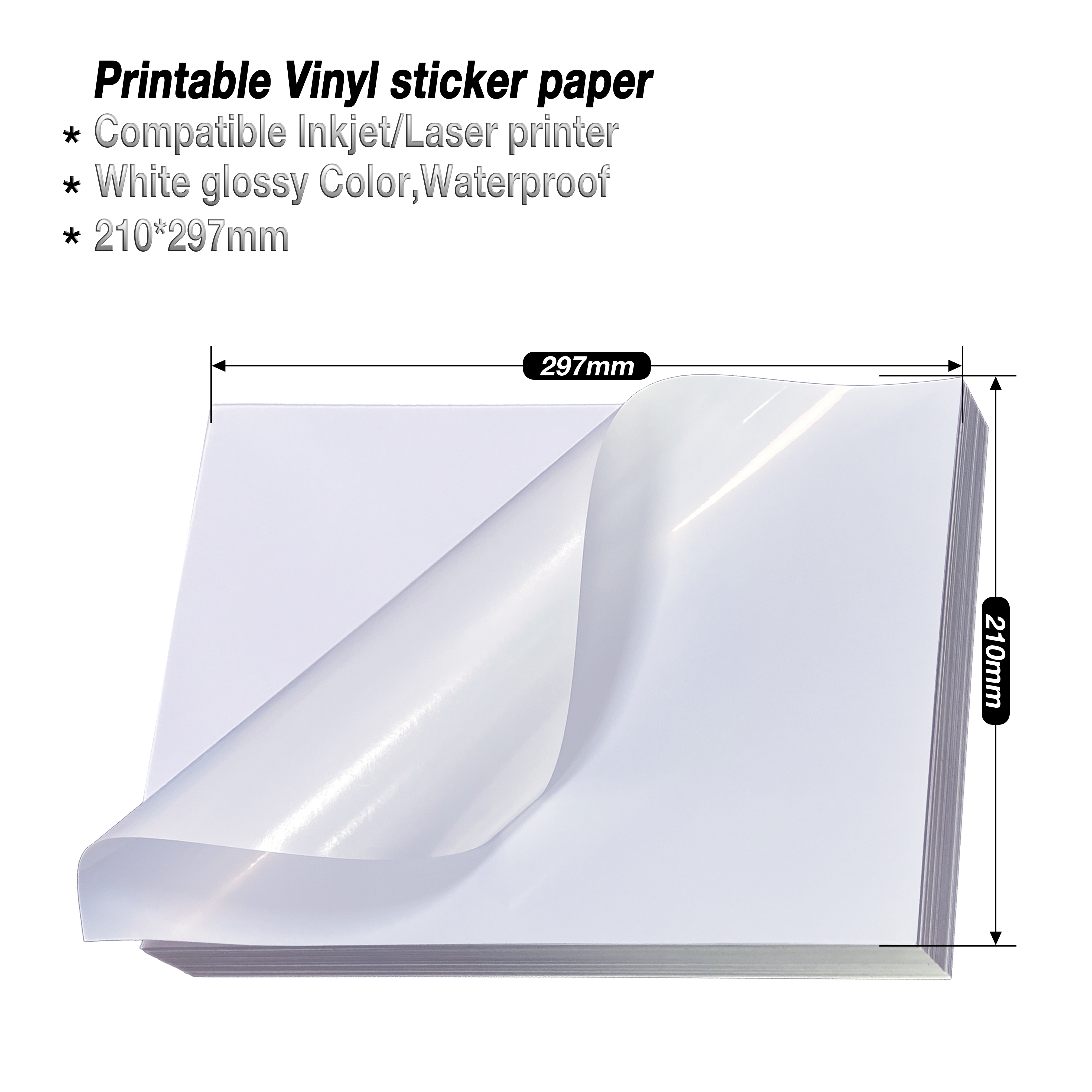 Bianco glossy_Inkjet e Laser printer_waterproof