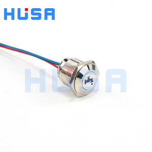 HUSA Interrupteur de sécurité à bouton-poussoir en métal argenté à tête haute 16 mm IP65 3A 220V 1NO à maintien momentané CE avec anneau lumineux LED - Product Image 3