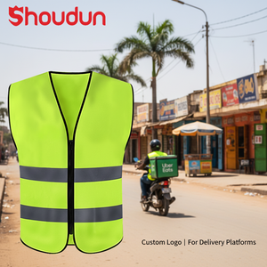 Chaleco de Seguridad Reflectante Ligero para Repartidores de Comida, Chaleco de Malla de Alta Visibilidad con Tiras Reflectantes, Chaleco Personalizado con Logotipo para Repartidores - Product Image 1