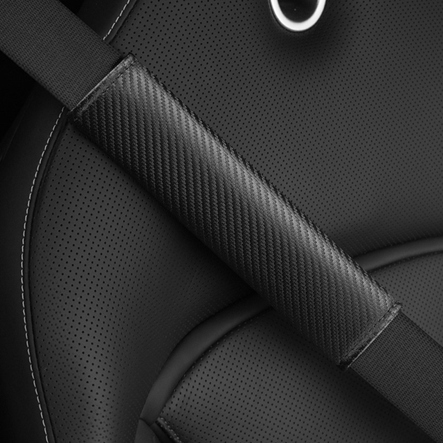 Universal Carbon Fiber Pattern Leather Car Seat Belt Cover Soft Padded Shoulder Pad for Safety - Fits for BMW Toyota Honda YECAI