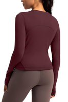 Umweltfreundliches Lyocell Nachhaltiges Merino-Woll-Damen-Sportshirt in 6 Farben Atmungsaktiv Schlanke Passform Weich Rundhals Yoga Langarm
