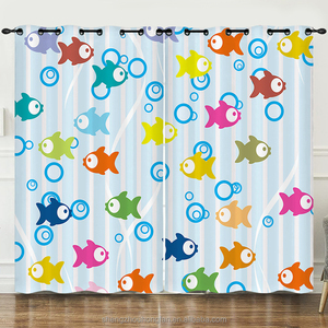 Rideaux Nautiques Costiers Décoratifs Océan Hippocampe Corail 50% Blocage de la Lumière Obscurcissement Marin Rideaux à Oeillets 2 Panneaux pour Chambre à Coucher - Product Image 2