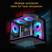 LOVINGCOOL - Caja de Ordenador para Juegos de Diseño Impresionante, Torre Media Negra con Logotipo Personalizado, Cristal Templado, para CPU, Gabinete de PC para Jugadores