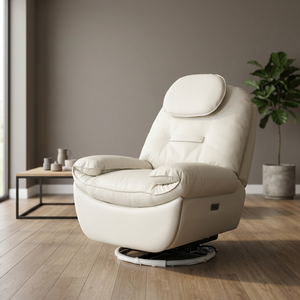 Sillón Reclinable Giratorio, Sofá Individual para Sala de Estar, Mueble Multifuncional de Cuero, Sofá Reclinable Manual - Product Image 2