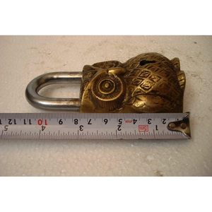 Brass OWL Finish Lock with Keys Functional Anti-Theft and <b>Waterproof</b> Iron <b>Padlock</b> Made from Durable Brass Material - Product Image 3