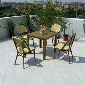 Modern French PE Rattan <strong>Bistro</strong> <strong>Set</strong> All Weather Outdoor Portable Garden Furniture <strong>on</strong> <strong>Sale</strong> for Courtyard Coffee Shop Table Chairs - Product Image 1