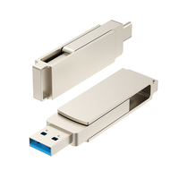 Flash Drive Metal Baru 64GB 128GB 256GB 512GB USB 3.0 3.1 OTG untuk Komputer dan Perangkat Ponsel 50MB/S Perak