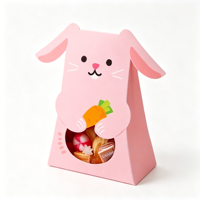 Boîtes en papier pliables YZ imprimées avec fenêtre transparente creuse pour l'emballage de bonbons et biscuits sur le thème des lapins et des animaux de compagnie