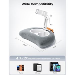 ที่วางแท็บเล็ตแบบนุ่มฟู สีเทา น้ำหนักเบา รุ่น STPT01 พร้อมช่องใส่อาหารเกรดอาหาร ปรับได้ ใช้ได้กับ Kindle iPad ใช้เป็นโต๊ะวางบนตัก - Product Image 3