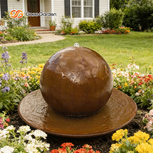 Fontaine à eau en acier corten personnalisable GNEE, rouge rouillé, résistante aux intempéries, moderne, pour jardin extérieur, montage au sol - Product Image 6