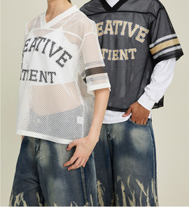 Camiseta Deportiva Corta de Malla Personalizada con Cuello en V, 240 g/m², 100 % Poliéster, para Béisbol, Fútbol, Sóftbol - Product Image 1