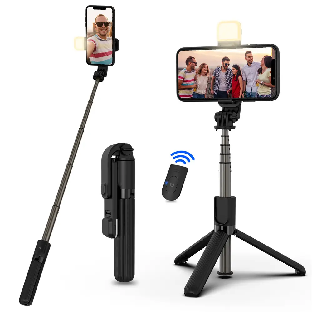 El ışık ile sopa sopa L03S fotografik aydınlatma Selfie sopa uzatılabilir Tripod standı canlı uzaktan Shutter ile