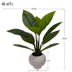 Faux Plantes Plante En Pot Artificielle 45cm Paons Feuilles Plante En Pot Faux Verdure Plante D'intérieur pour La Maison Bureau Cottage Patio - Product Image 2