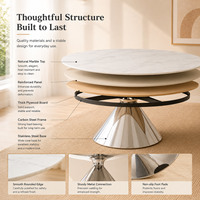 Table à manger ovale moderne et écologique en marbre avec piétement en acier inoxydable couleur champagne, 10 places, pour salle à manger de luxe