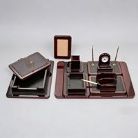 Ensemble de bureau de direction en bois de luxe avec horloge et cadre photo, ensemble d'accessoires de bureau en bois de rose pour cadeau d'entreprise