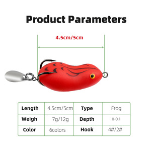 Señuelo de Pesca de Rana Suave, <span class=keywords><strong>4</strong></span>.2 cm, 8 g, Doble Anzuelo, Lentejuelas, Cebo de Rana Trueno - Product Image 5