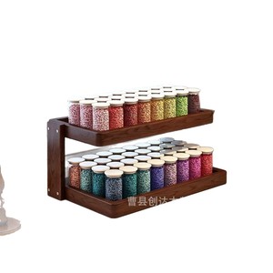 Wooden Double Layer <b>Shelf</b> Desktop Storage Rack For Beads Craft Supplies Organizer Rectangle 2 Tier Movable Multi Layer Display - Product Image 5