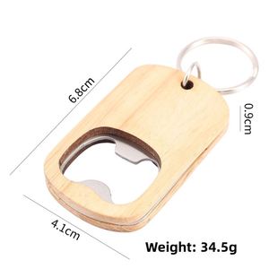 Custom Logo Engraved Names Wood Bottle Opener Keychain Wooden <b>Beer</b> & Bottle Opener with Key Chain for Household Kitchen Use - Product Image 3