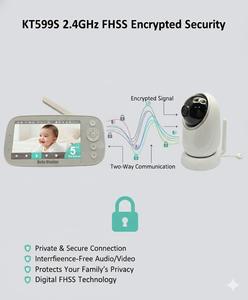 Monitor de Bebé Inalámbrico BabyBoss KT-599S con Pantalla IPS de 5 Pulgadas, 720P/1080P/2K, Cámara con Giro/Inclinación/Zoom, Audio Bidireccional y Visión Nocturna - Product Image 5