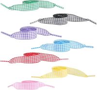 Lacets plats en satin de polyester doux de 1,5 cm de large, paire, motif écossais coloré, sportifs pour baskets femme