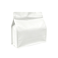 Sachet de café à fond plat avec huit soudures latérales, valve unidirectionnelle et fermeture éclair refermable pour l'emballage de grains de café et d'aliments secs – Vente en gros