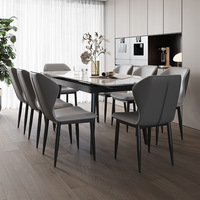 Table à manger moderne de luxe en pierre frittée, pliable, extensible, design, élégante table de cuisine blanche pour la salle à manger