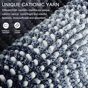 Luxury <strong>Navy</strong> Striped Cationic Chenille Polyester Absorbent Thick <strong>Bath</strong> <strong>Mats</strong> Modern Eco-Friendly Home Hotel Non-Slip Washable - Product Image 6