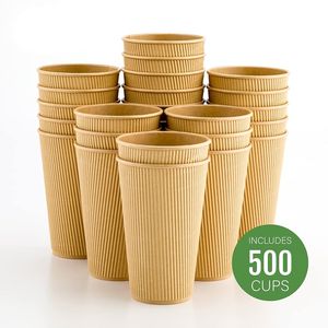 Vasos de Papel Desechables para Café, Biodegradables, Ecológicos, con Paredes Onduladas, Portátiles, con Tapas, al por Mayor - Product Image 2