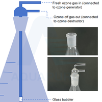 Humidificateur à bulles en verre de 1000 ml pour eau ozonisée avec flacon à ozone