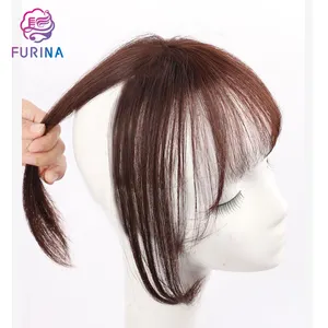 Natural 100% pinza de pelo humano en flequillo de pelo aire Delgado brasileño handtied pelo humano fringe para las mujeres