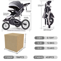 Poussette bébé Purorigin 3 roues pliable, luxe, sûre, confortable, multifonctionnelle, système de voyage, tricycle, poussette de jogging pour bébés
