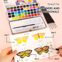Boîte de Palette de Kit d'aquarelle personnalisée promotionnelle populaire de 50 couleurs pour les artistes amateurs amateurs et les amateurs de peinture