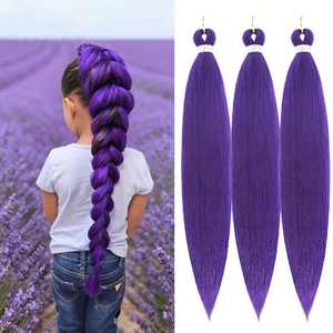 Ex155 Lot de trois tresses synthétiques violet foncé de 30 pouces, à pointe en U, cheveux raides, pour femmes et filles - Product Image 4