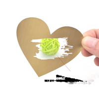 Autocollant adhésif à gratter en forme de cœur doré 70 mm x 80 mm vierge pour code secret, couverture pour jeux à domicile, mariages ou messages