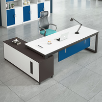 Ensemble de bureau de direction ergonomique moderne et modulaire avec plateau en MDF en forme de L, table de bureau durable pour PDG, idéal pour les immeubles de bureaux