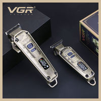 Tondeuse à cheveux 2-en-1 VGR V-643 pour homme, corps métallique, tondeuse électrique à pousser, tondeuse à cheveux numérique intelligente à LED pour la maison