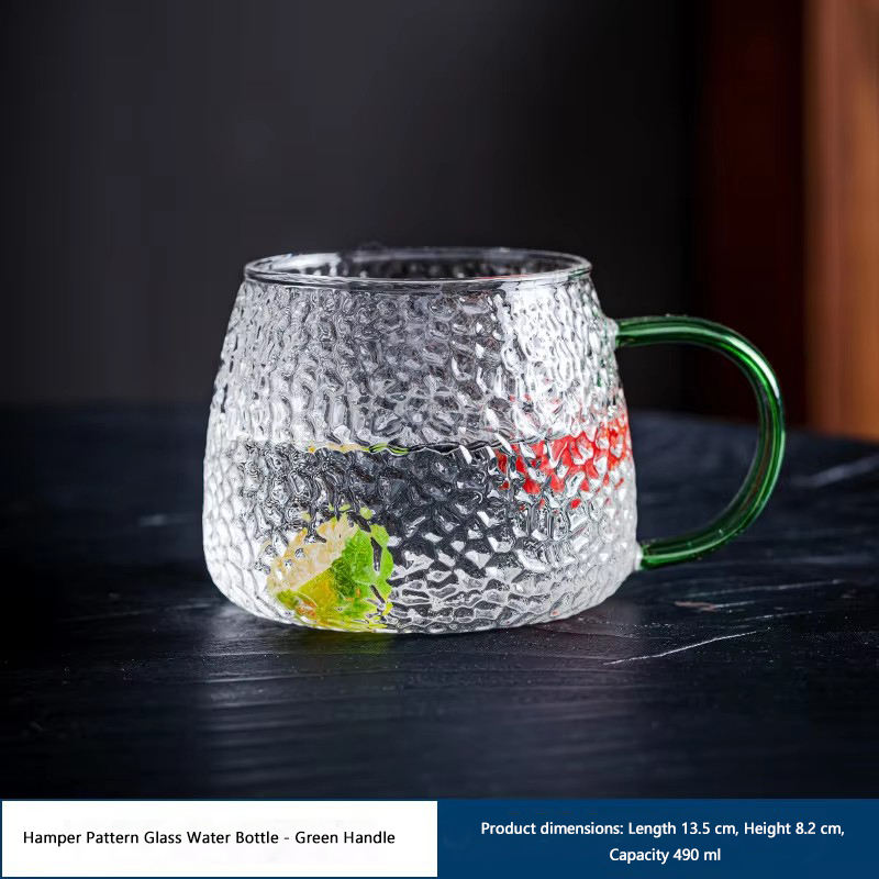 Hamper-shaped glass cup - Green handle