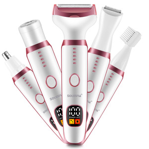 SOLIMPIA Rasoir électrique 5 en 1 pour femmes, rasoir électrique pour le corps, le visage, le nez, les jambes, rasoir électrique pour femmes avec écran LED - Product Image 1