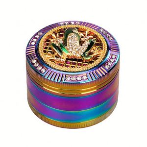 Broyeur à tabac en métal avec logo personnalisé arc-en-ciel en acier inoxydable, designs d'animaux en alliage de zinc dégradé - Product Image 6