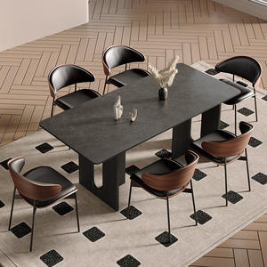 Mesa de Comedor de Madera Maciza Estilo Francés Vintage, <span class=keywords><strong>Muebles</strong></span> para el Hogar 2024, Nueva Mesa de Estilo Japonés en Tono Crema para Espacios Pequeños con Tapa de Pizarra para 6 Personas - Product Image 2