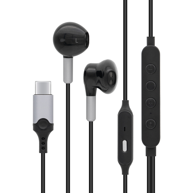 USBC AI ENC Wired Headphone with MIC Noise Cancellation Gaming Calling Semi in Ear Android White Black Color 1.2M