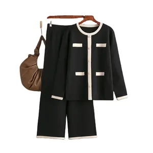 2023 Herbst und Winter Damen bekleidung Bequemes Strick pullover Anzug Set Hose 2-teiliges Set Damen Pullover Strick Zweiteiliges Set